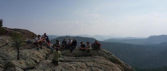 student group convening for lunch at the summit